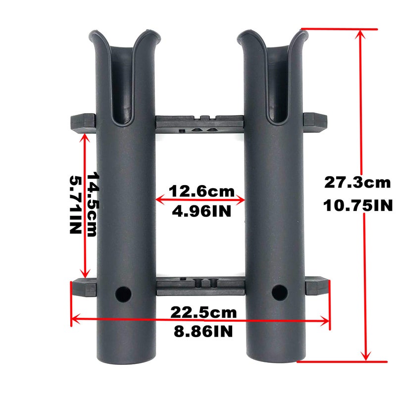 HiUmi Wall Mounted Fishing Rod Holders Tubes Links Fishing Rod Holder Rack Rests (2-Pole-Black) - Image 3